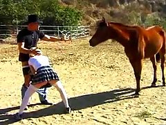 horse and cowboy fights to win a slut