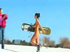 Skiing Naked outdoor naked blowjob
