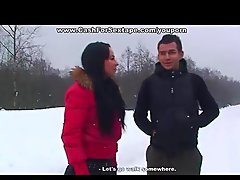 Couple tries extreme blow job outdoors