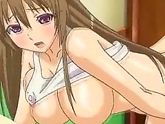 Anime lesbian enjoying a dildo