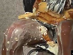 Dirty girls play with food on fetish vid