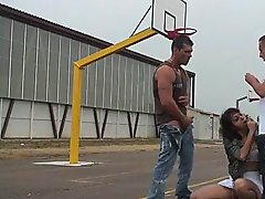 Basketball court public threesome