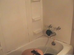 Intense shower orgasm on home video