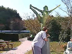 Mosaic A living nude female Japanese garden statue. A Japanese porns..