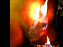 Cock lit on fire with Lighter Fluid