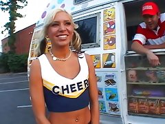 Blonde cheerleader Kacey Jordan pussy fucking
