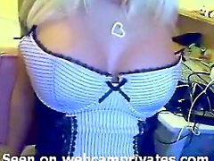 Busty webcam blonde in lingerie homemade amateur