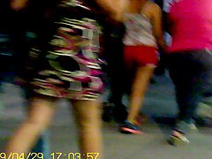 Perverted teen in mini skirt in public 