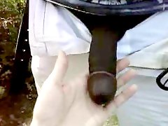 beautiful black cock getting blown in the park 