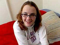 Cute girl in eyeglass banged by hard cock