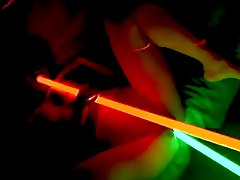 Asian Rubbed and Fucked with Glow Sticks!!