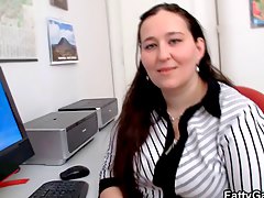 Fat office babe must fuck her client 