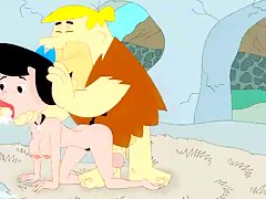 Fred and Barney fuck Betty Flintstones at cartoon 