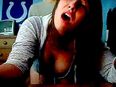 College girl get it from behind wile making faces on cam