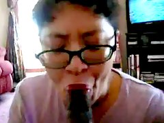 Chinese Milf suck black cock many times