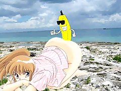 Bad banana has fun at the beach 