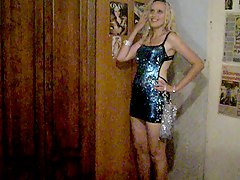 31.08.2012 - Blonde girl in short shiny dress