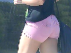 Juicy ass in little pink shorts