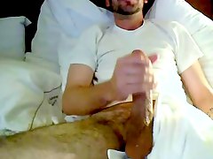 Guy wanking his massive cock on webcam for BF