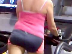 Candid Booty Shorts On Teadmill 