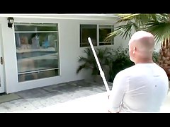 Blonde Housewife Fucks with Pool Cleaner