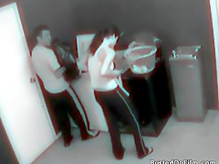 Laundry room fuck caught on security ca
