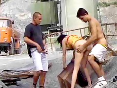 Girl on work site used by lots of guys