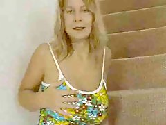 Tit groping and toy play on the stairs