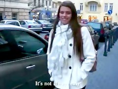 Busty office hottie on her way to work gets pulled in 