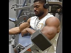 muscled ebony, gym, black