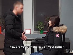 DEBT4k. Teen debt collector is lucky to fuck the sexy