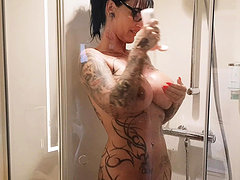 German big tits tattoo milf shave pussy in shower