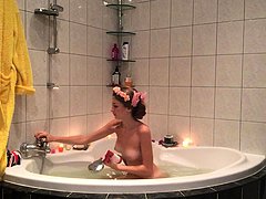 Soapy solo masturbation in shower