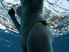 Lada Poleshuk underwater show big tits short 