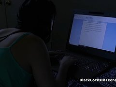 Miranda can finally gag on a big black cock