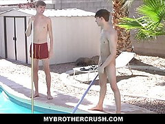 Hot Young Twink Boy Stepbrothers Family Fuck Next To Pool