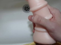 Intense ORGAMS using a VAGINA TOY over the Sink