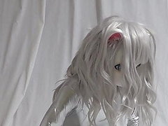 Silver Zentai Kigurumi Cat Cumming 