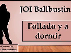 Spanish JOI Ballbusting Anal y a dormir con un consolador 