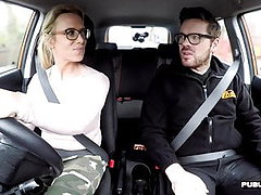 English milf publicly blows driving instructor 