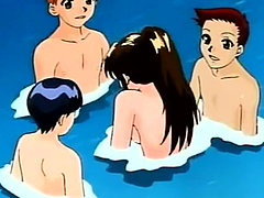 strandhuis tiener, pijpen, onderwater, japanse animatie