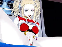 Harley Quinn fingers her pussy on the subway DC Hentai 