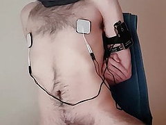 Tied to chair teased and e-stim on nipples 