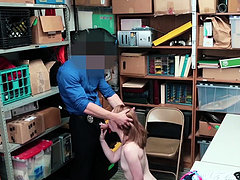 Natural redhead teen shoplifter punish fucked by a cop 