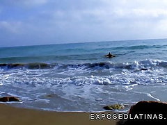 Blonde Latina fucked in the ass at the beach by stranded guy 