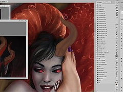 Drawing time-lapse of Zartha and Cassandra commission part 