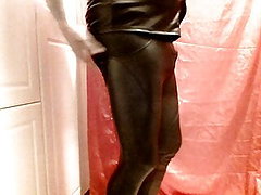 HOT TIGHT LEATHER AND TIGHT RED SATIN.