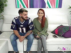 Busty redhead and her boyfriend make an amazing porn 