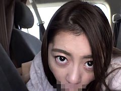 Asian babe give a hot outdoor blowjob