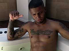 Gay latino fondles straight tattooed stud in a jacuzzi 